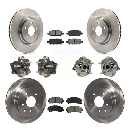 Front Rear Hub Bearings Assembly Disc Brake Rotors And Semi-Metallic Pads Kit (10Pc) For Nissan Rogue KBB-109753 by Transit Auto