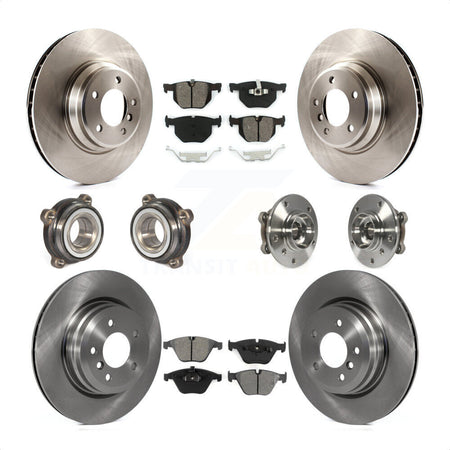 Front Rear Hub Bearings Assembly Disc Brake Rotors And Semi-Metallic Pads Kit (10Pc) For 2013 BMW X1 xDrive35i with AWD KBB-109760 by Transit Auto