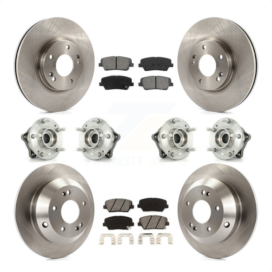 Front Rear Hub Bearings Assembly Disc Brake Rotors And Semi-Metallic Pads Kit (10Pc) For Kia Sorento Hyundai Santa Fe With ABS Brakes AWD KBB-109802 by Transit Auto
