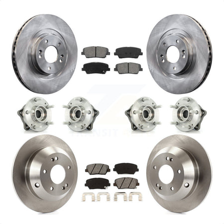 Front Rear Hub Bearings Assembly Disc Brake Rotors And Semi-Metallic Pads Kit (10Pc) For 2013-2014 Hyundai Santa Fe Sport AWD with 2.4L 2.0L KBB-109804 by Transit Auto
