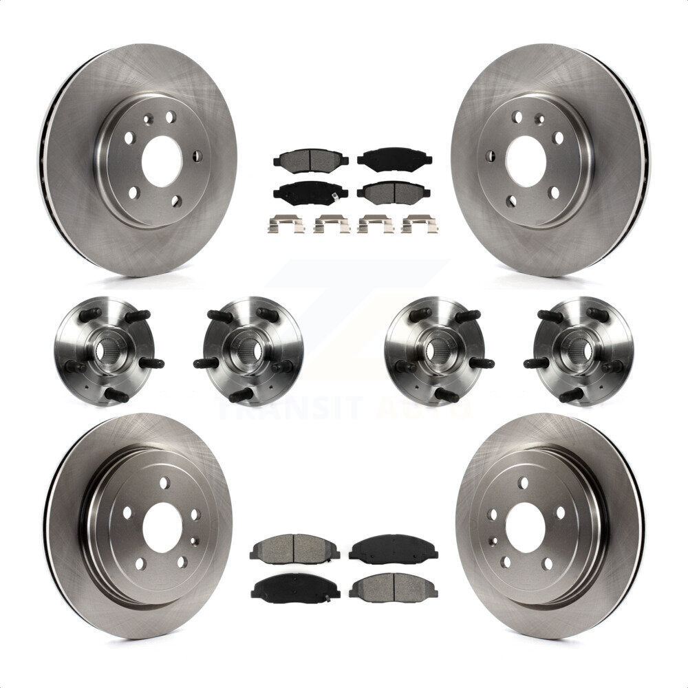 Front Rear Hub Bearings Assembly Disc Brake Rotors And Semi-Metallic Pads Kit (10Pc) For 2012-2013 Cadillac CTS V With 315mm Diameter Rotor KBB-109822 by Transit Auto