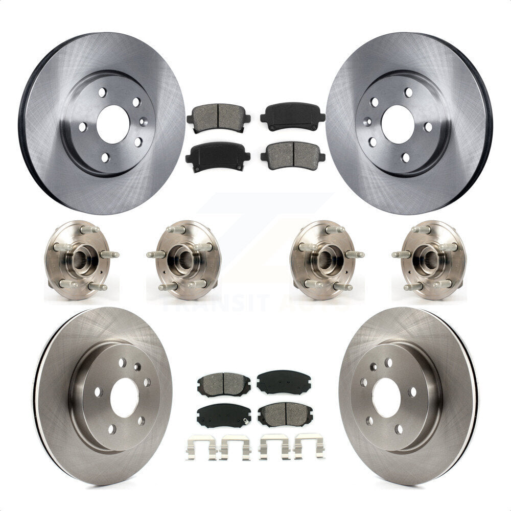 Front Rear Hub Bearings Assembly Disc Brake Rotors And Semi-Metallic Pads Kit (10Pc) For 2018-2019 Chevrolet Impala KBB-109825 by Transit Auto