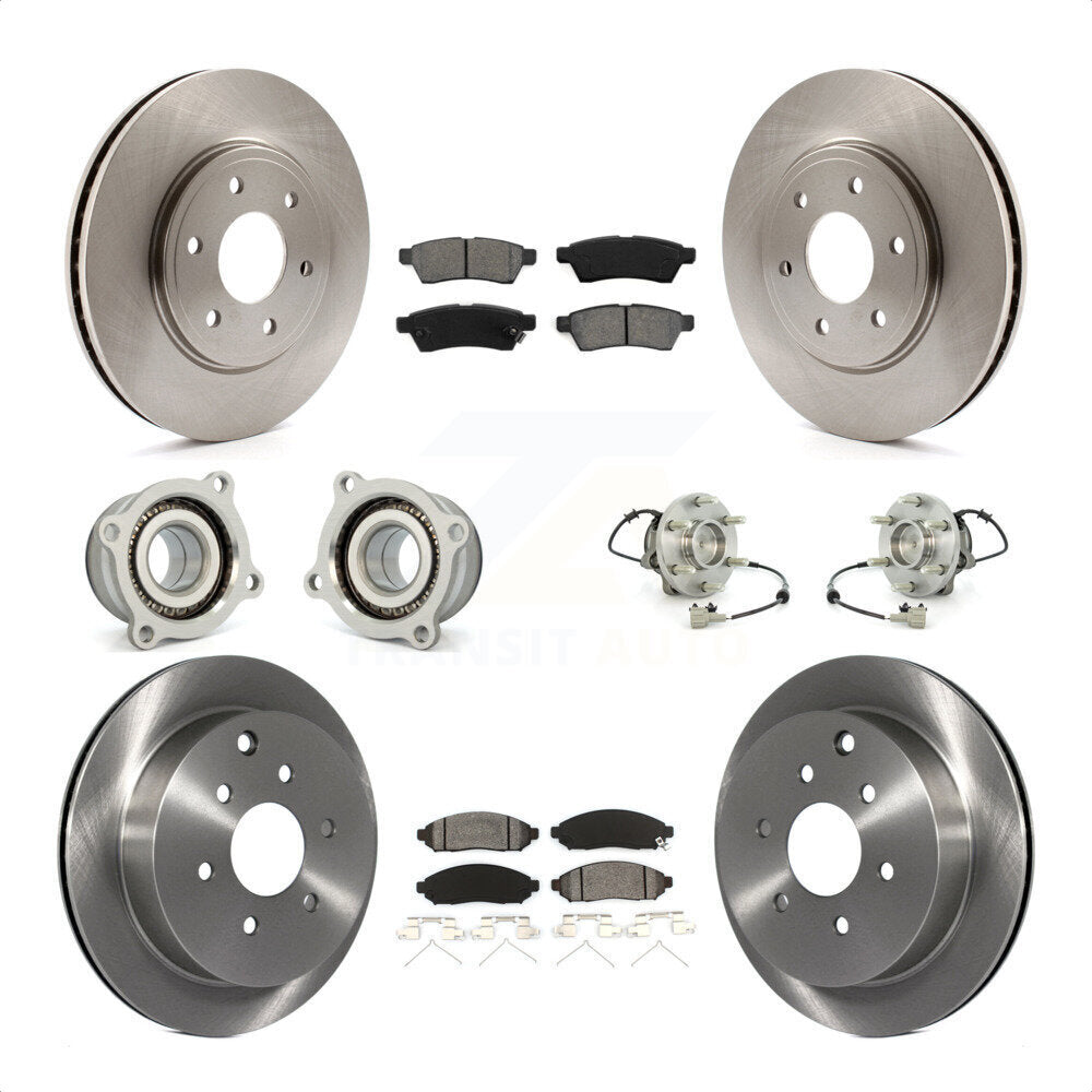 Front Rear Hub Bearings Assembly Disc Brake Rotors And Semi-Metallic Pads Kit (10Pc) For Nissan Frontier Suzuki Equator KBB-109850 by Transit Auto