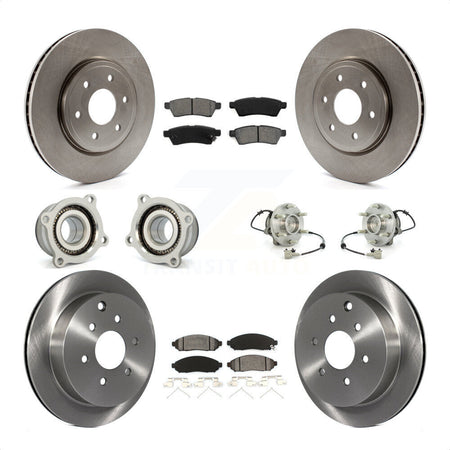 Front Rear Hub Bearings Assembly Disc Brake Rotors And Semi-Metallic Pads Kit (10Pc) For Nissan Frontier Xterra Suzuki Equator KBB-109852 by Transit Auto