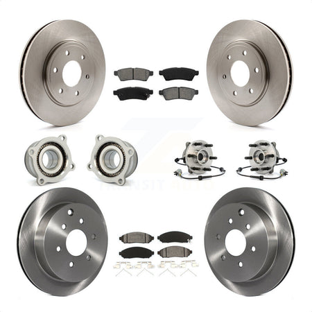 Front Rear Hub Bearings Assembly Disc Brake Rotors And Semi-Metallic Pads Kit (10Pc) For Nissan Frontier KBB-109854 by Transit Auto