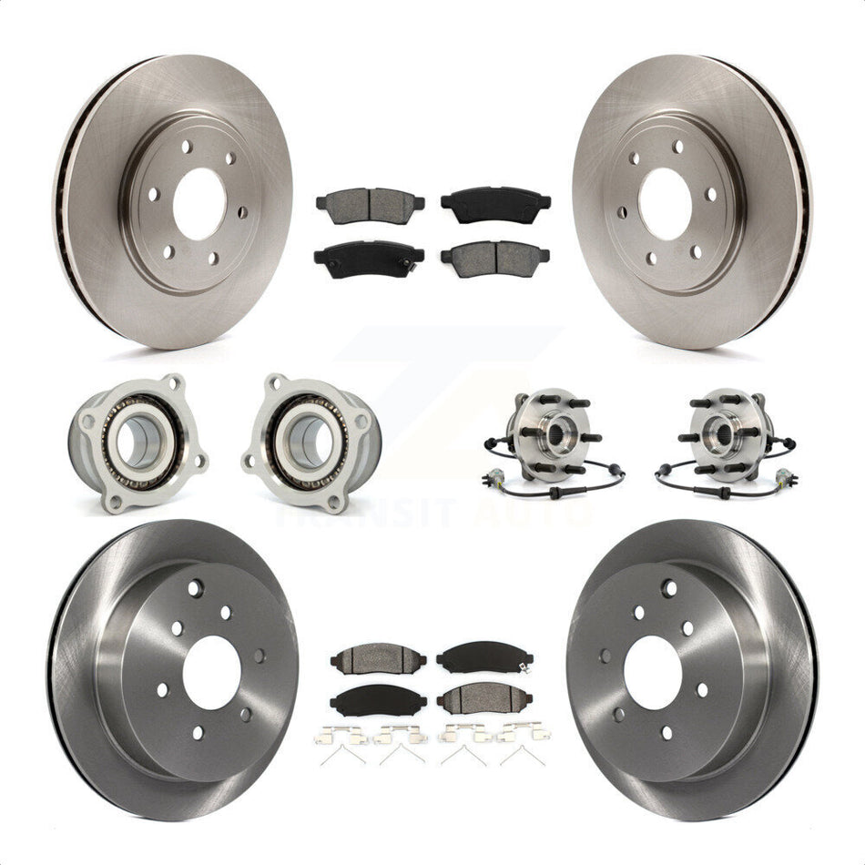 Front Rear Hub Bearings Assembly Disc Brake Rotors And Semi-Metallic Pads Kit (10Pc) For Nissan Frontier KBB-109854 by Transit Auto