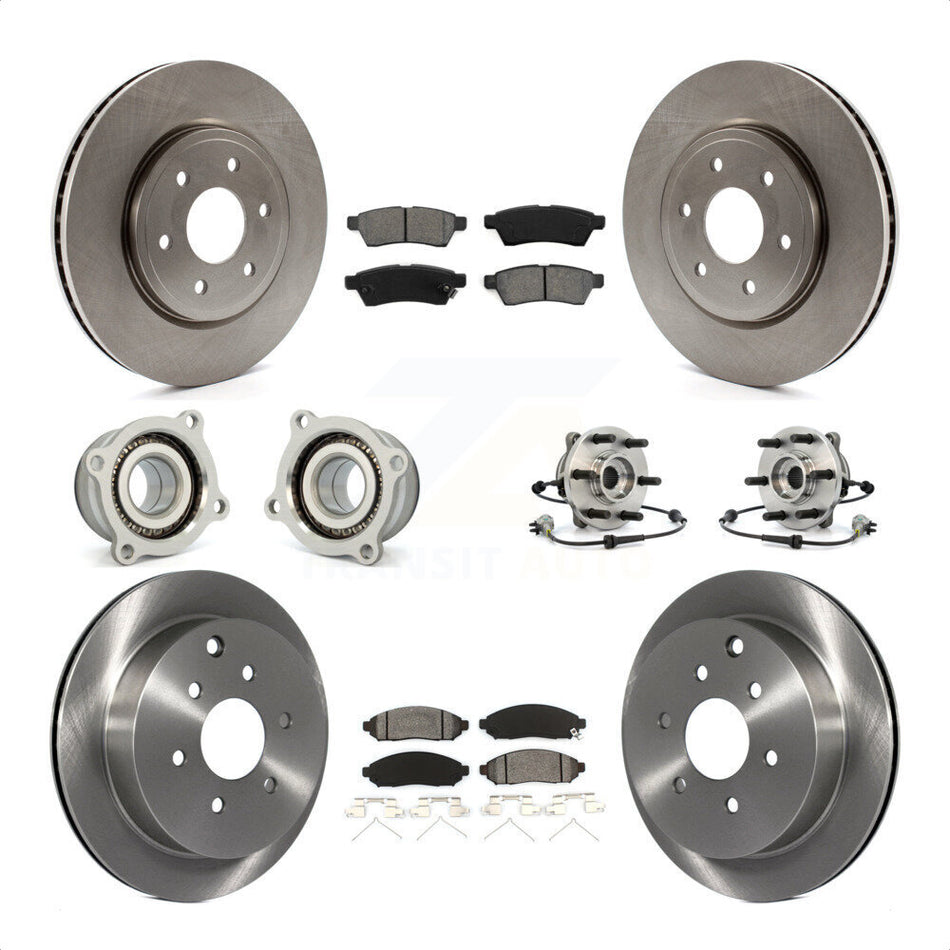 Front Rear Hub Bearings Assembly Disc Brake Rotors And Semi-Metallic Pads Kit (10Pc) For Nissan Frontier Xterra Suzuki Equator KBB-109855 by Transit Auto