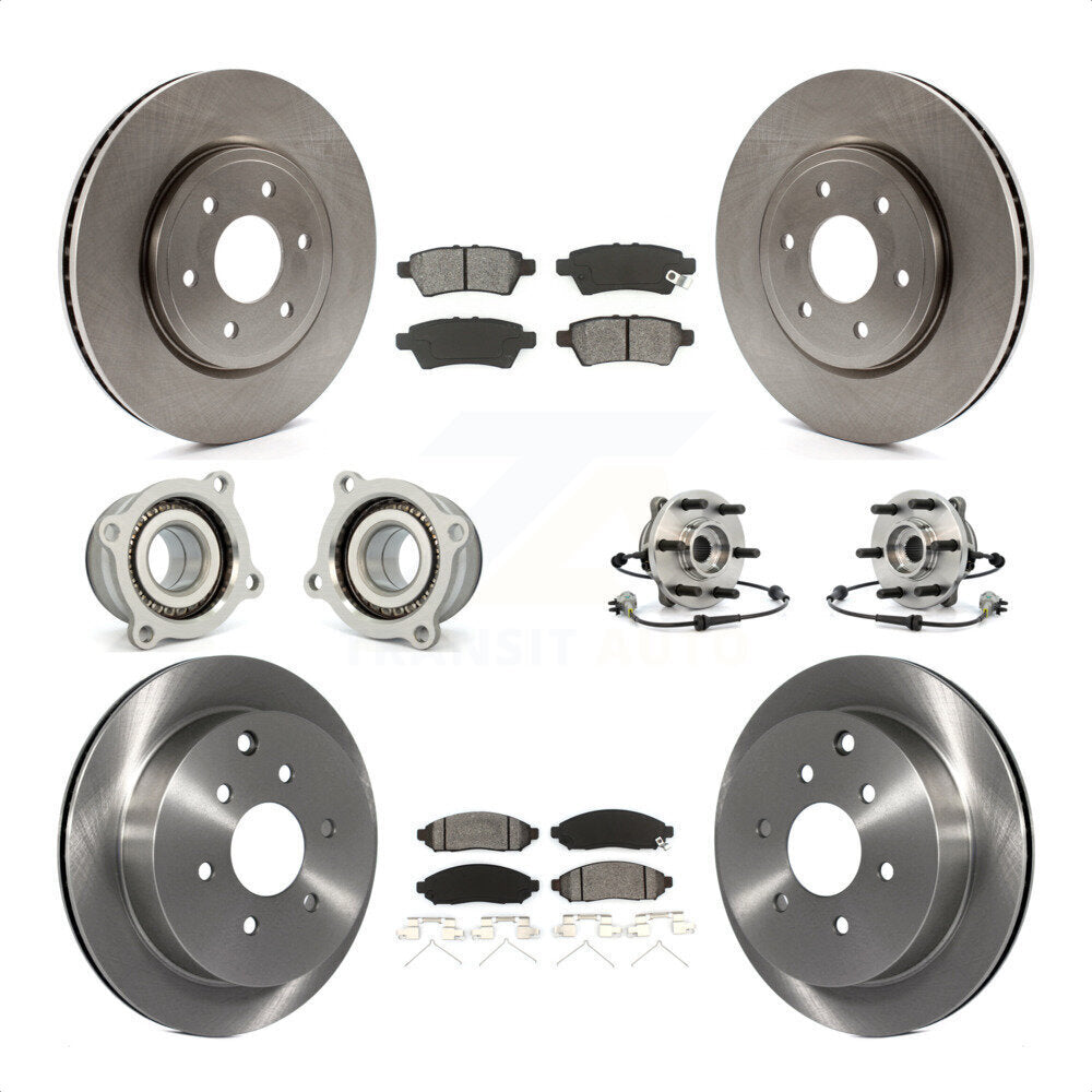 Front Rear Hub Bearings Assembly Disc Brake Rotors And Semi-Metallic Pads Kit (10Pc) For 2006-2007 Nissan Xterra 4WD with Automatic transmission KBB-109856 by Transit Auto