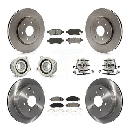 Front Rear Hub Bearings Assembly Disc Brake Rotors And Semi-Metallic Pads Kit (10Pc) For 2006-2007 Nissan Xterra 4WD with Automatic transmission KBB-109856 by Transit Auto
