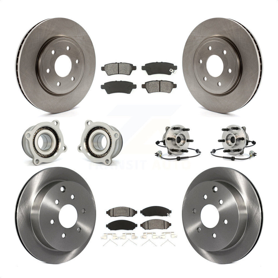Front Rear Hub Bearings Assembly Disc Brake Rotors And Semi-Metallic Pads Kit (10Pc) For 2006-2007 Nissan Xterra 4WD with Automatic transmission KBB-109856 by Transit Auto