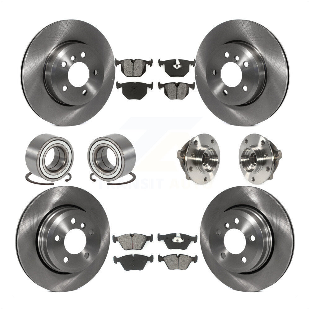 Front Rear Wheel Hub Bearings Assembly Disc Brake Rotors And Semi-Metallic Pads Shoes Kit (10Pc) For 2010 BMW X3 KBB-109871 by Transit Auto