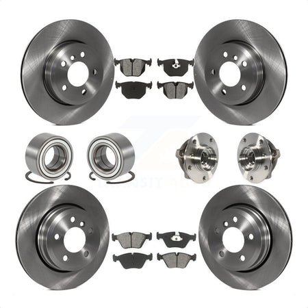 Front Rear Wheel Hub Bearings Assembly Disc Brake Rotors And Semi-Metallic Pads Shoes Kit (10Pc) For 2010 BMW X3 KBB-109871 by Transit Auto