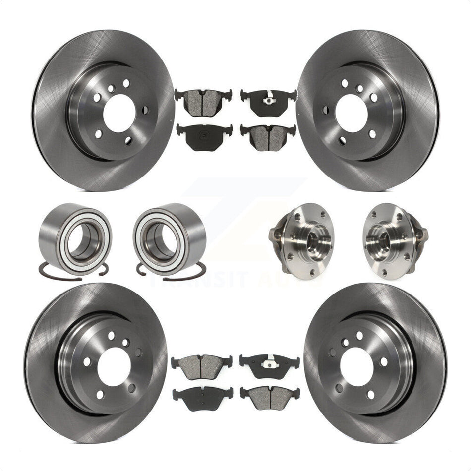 Front Rear Wheel Hub Bearings Assembly Disc Brake Rotors And Semi-Metallic Pads Shoes Kit (10Pc) For 2010 BMW X3 KBB-109871 by Transit Auto