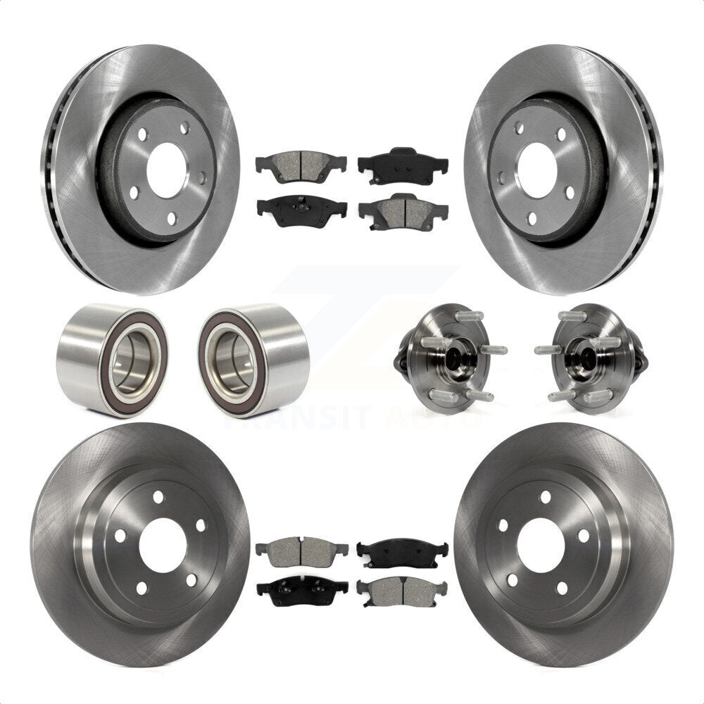 Front Rear Wheel Hub Bearings Assembly Disc Brake Rotors And Semi-Metallic Pads Shoes Kit (10Pc) For Dodge Durango KBB-109873 by Transit Auto