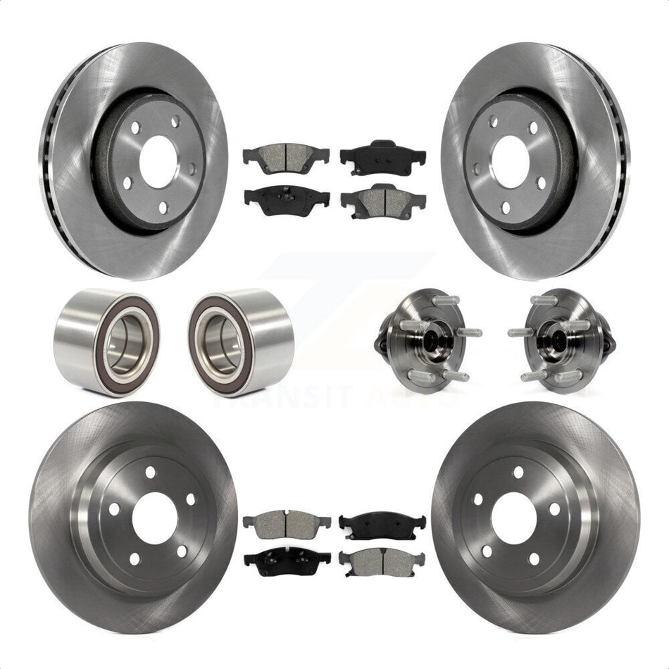 Front Rear Wheel Hub Bearings Assembly Disc Brake Rotors And Semi-Metallic Pads Shoes Kit (10Pc) For Dodge Durango KBB-109873 by Transit Auto
