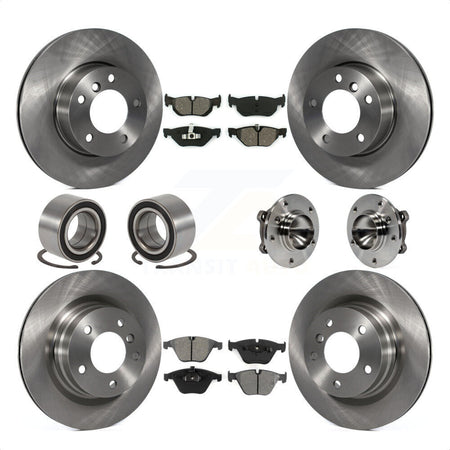 Front Rear Wheel Hub Bearings Assembly Disc Brake Rotors And Semi-Metallic Pads Shoes Kit (10Pc) For 2007 BMW 323i With 312mm Diameter Rotor KBB-109931 by Transit Auto