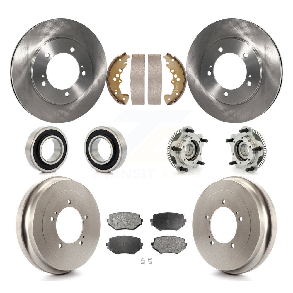 Front Rear Hub Bearings Assembly Disc Brake Rotors And Ceramic Pads Shoes Kit (10Pc) For 2001 Suzuki Grand Vitara XL-7 Plus with 2.7L KBB-110076 by Transit Auto