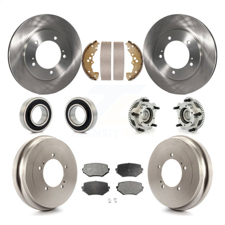 Front Rear Hub Bearings Assembly Disc Brake Rotors And Ceramic Pads Shoes Kit (10Pc) For 2001 Suzuki Grand Vitara XL-7 Plus with 2.7L KBB-110076 by Transit Auto