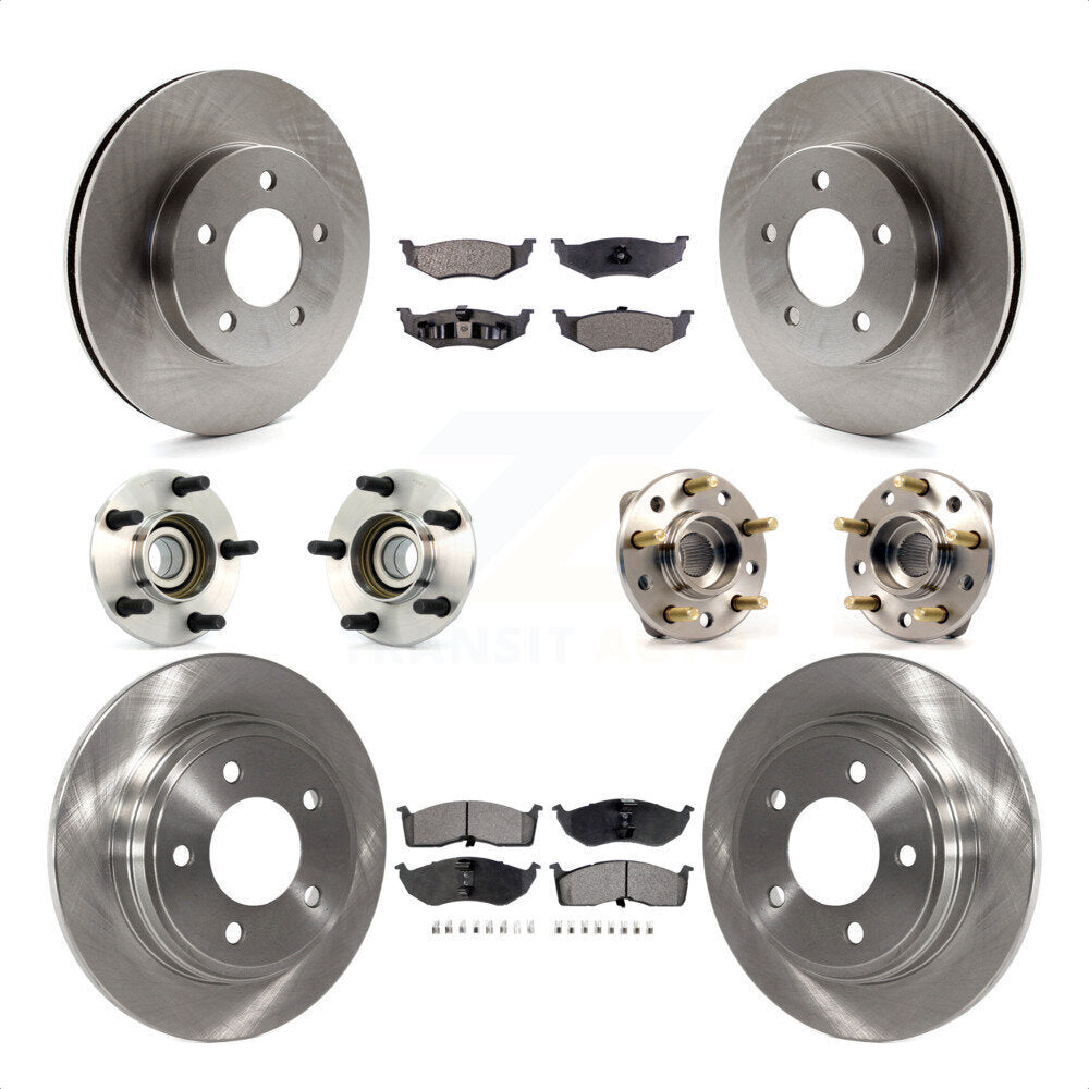 Front Rear Hub Bearings Assembly Disc Brake Rotors And Ceramic Pads Kit (10Pc) For Chrysler Dodge Intrepid Concorde LHS Eagle Vision New Yorker KBB-110172 by Transit Auto