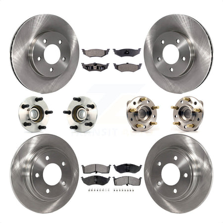 Front Rear Hub Bearings Assembly Disc Brake Rotors And Ceramic Pads Kit (10Pc) For Chrysler Dodge Intrepid 300M Concorde LHS KBB-110173 by Transit Auto