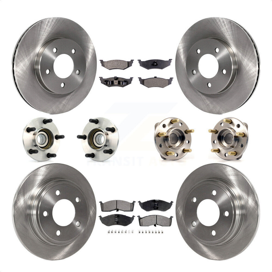 Front Rear Hub Bearings Assembly Disc Brake Rotors And Ceramic Pads Kit (10Pc) For Chrysler Dodge Intrepid 300M Concorde LHS KBB-110173 by Transit Auto
