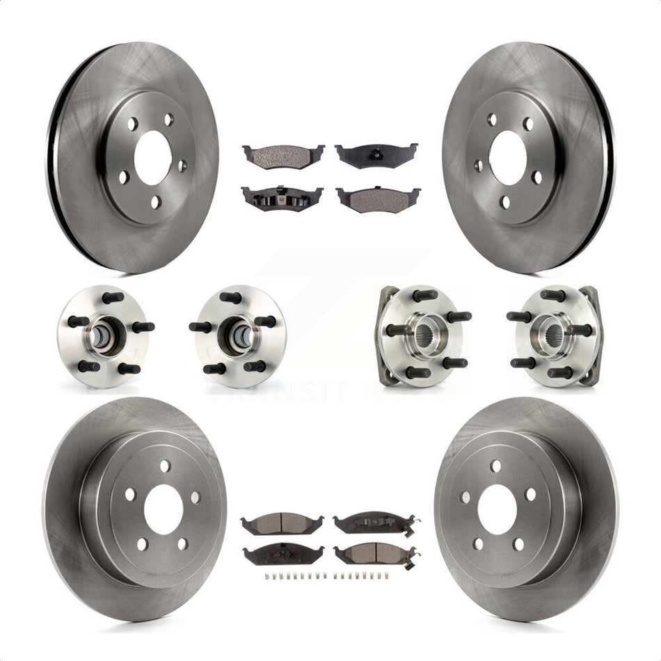 Front Rear Hub Bearings Assembly Disc Brake Rotors And Ceramic Pads Kit (10Pc) For Chrysler Dodge Stratus Sebring Cirrus Plymouth Breeze KBB-110186 by Transit Auto