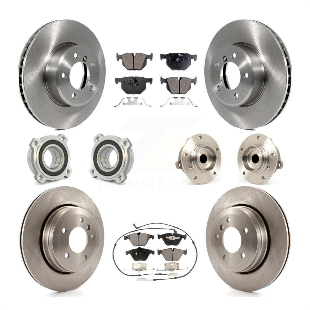 Front Rear Hub Bearings Assembly Disc Brake Rotors And Ceramic Pads Kit (10Pc) For BMW 530i 525i 528i KBB-110210 by Transit Auto