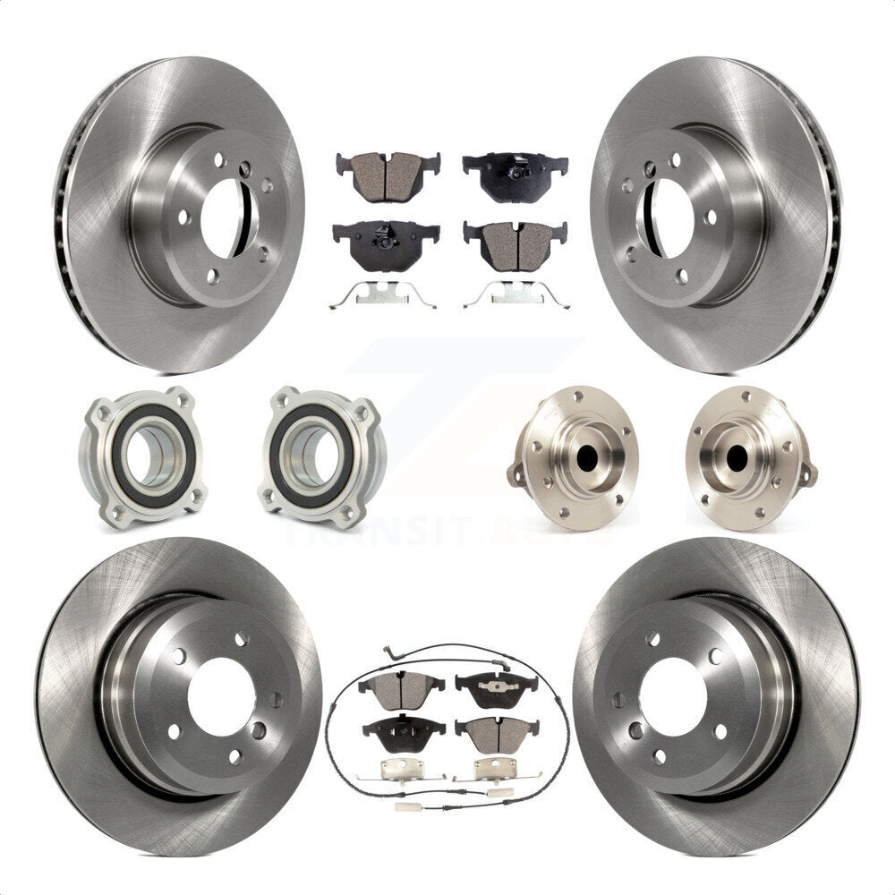 Front Rear Hub Bearings Assembly Disc Brake Rotors And Ceramic Pads Kit (10Pc) For 2010 BMW 528i KBB-110211 by Transit Auto
