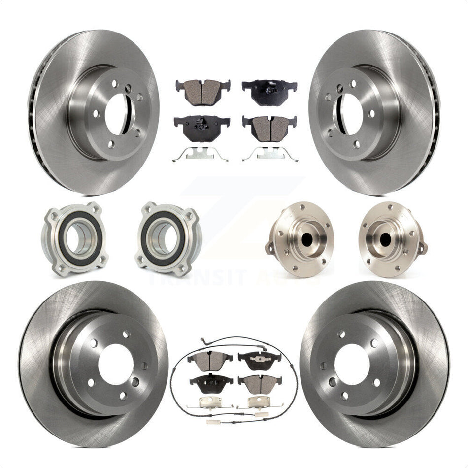 Front Rear Hub Bearings Assembly Disc Brake Rotors And Ceramic Pads Kit (10Pc) For 2010 BMW 528i KBB-110211 by Transit Auto