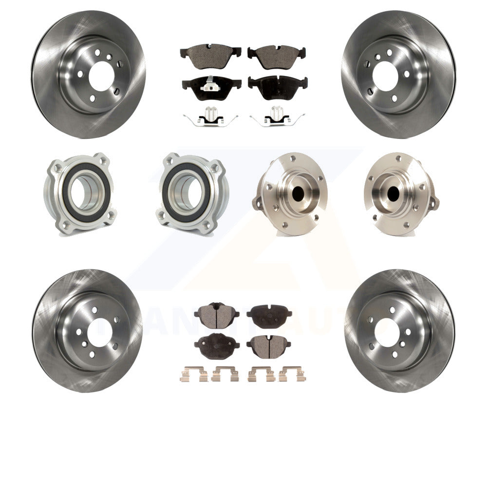 Front Rear Hub Bearings Assembly Disc Brake Rotors And Ceramic Pads Kit (10Pc) For 2011 BMW 528i Without Performance Brakes With 330mm Diameter Rotor KBB-110212 by Transit Auto