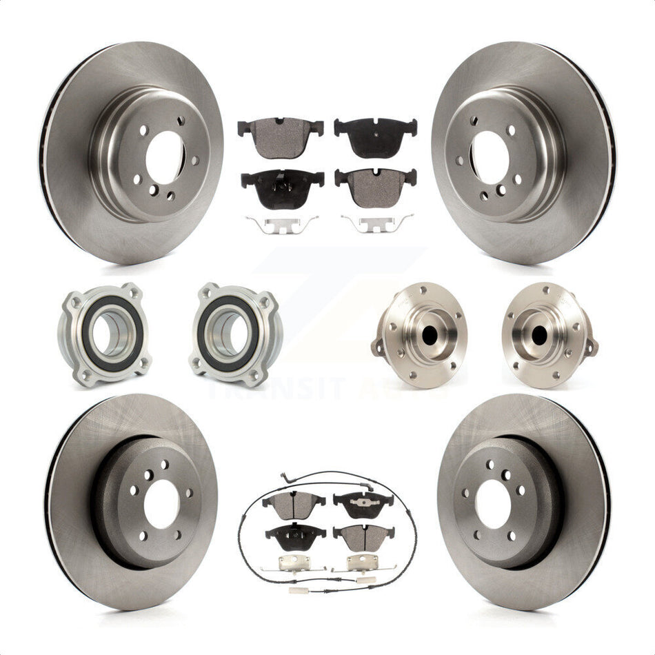 Front Rear Hub Bearings Assembly Disc Brake Rotors And Ceramic Pads Kit (10Pc) For BMW 535i 550i 545i KBB-110213 by Transit Auto