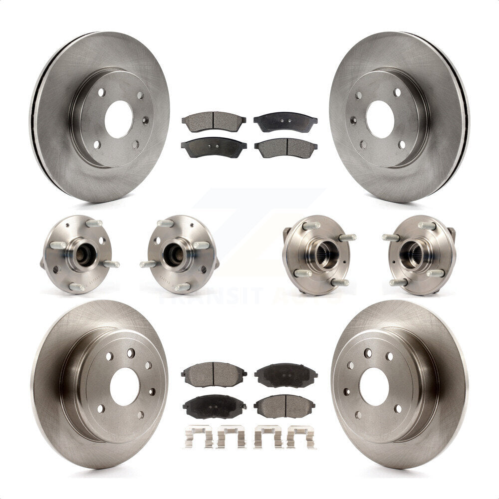 Front Rear Hub Bearings Assembly Disc Brake Rotors And Ceramic Pads Kit (10Pc) For 2004-2005 Suzuki Verona Chevrolet Epica Non-ABS KBB-110268 by Transit Auto