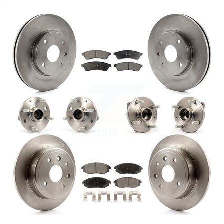 Front Rear Hub Bearings Assembly Disc Brake Rotors And Ceramic Pads Kit (10Pc) For 2004-2005 Suzuki Verona Chevrolet Epica Non-ABS KBB-110268 by Transit Auto