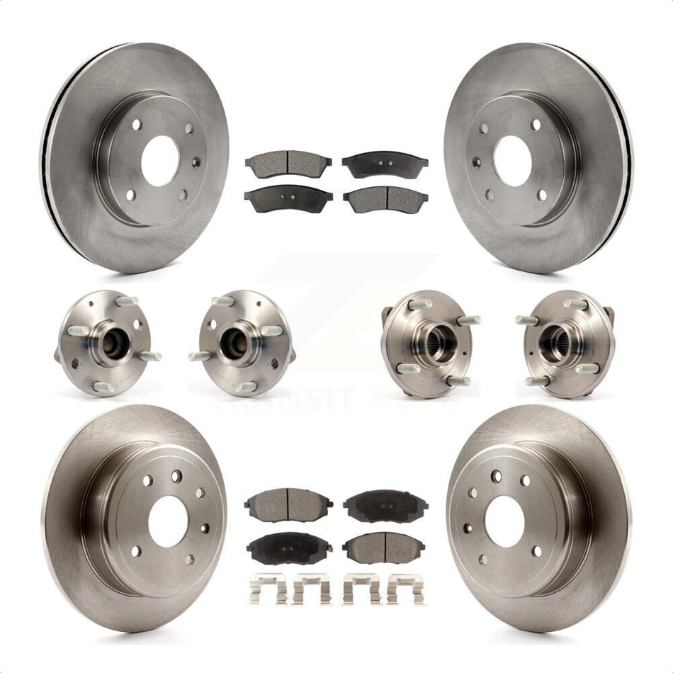 Front Rear Hub Bearings Assembly Disc Brake Rotors And Ceramic Pads Kit (10Pc) For 2004-2005 Suzuki Verona Chevrolet Epica Non-ABS KBB-110268 by Transit Auto