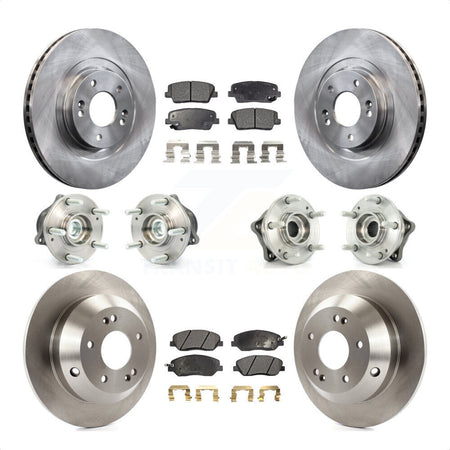 Front Rear Hub Bearings Assembly Disc Brake Rotors And Ceramic Pads Kit (10Pc) For 2013-2014 Hyundai Santa Fe FWD with 3.3L With ABS Brakes KBB-110292 by Transit Auto
