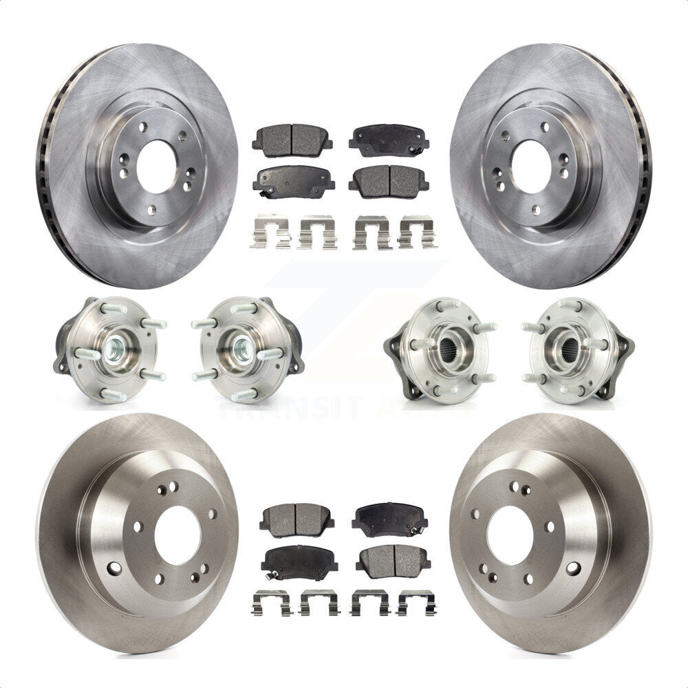 Front Rear Hub Bearings Assembly Disc Brake Rotors And Ceramic Pads Kit (10Pc) For 2013-2014 Hyundai Santa Fe Sport FWD with 2.4L 2.0L KBB-110293 by Transit Auto
