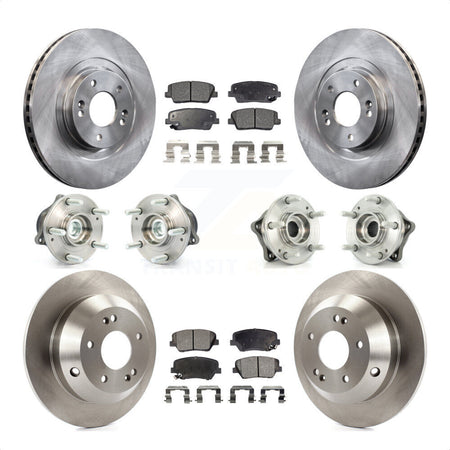 Front Rear Hub Bearings Assembly Disc Brake Rotors And Ceramic Pads Kit (10Pc) For 2013-2014 Hyundai Santa Fe Sport FWD with 2.4L 2.0L KBB-110293 by Transit Auto