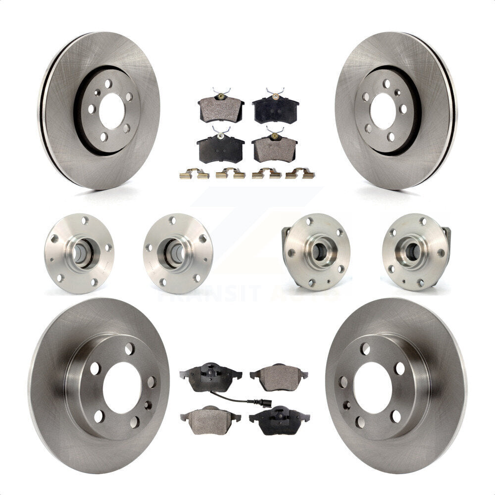 Front Rear Hub Bearings Assembly Disc Brake Rotors And Ceramic Pads Kit (10Pc) For 2006 Volkswagen Golf 1.8L KBB-110312 by Transit Auto