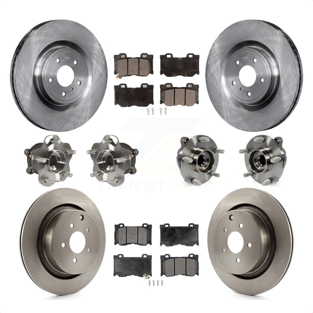 Front Rear Hub Bearings Assembly Disc Brake Rotors And Ceramic Pads Kit (10Pc) For Infiniti Q50 M37 Q70 Q70L QX70 M56 INFINITI KBB-110369 by Transit Auto