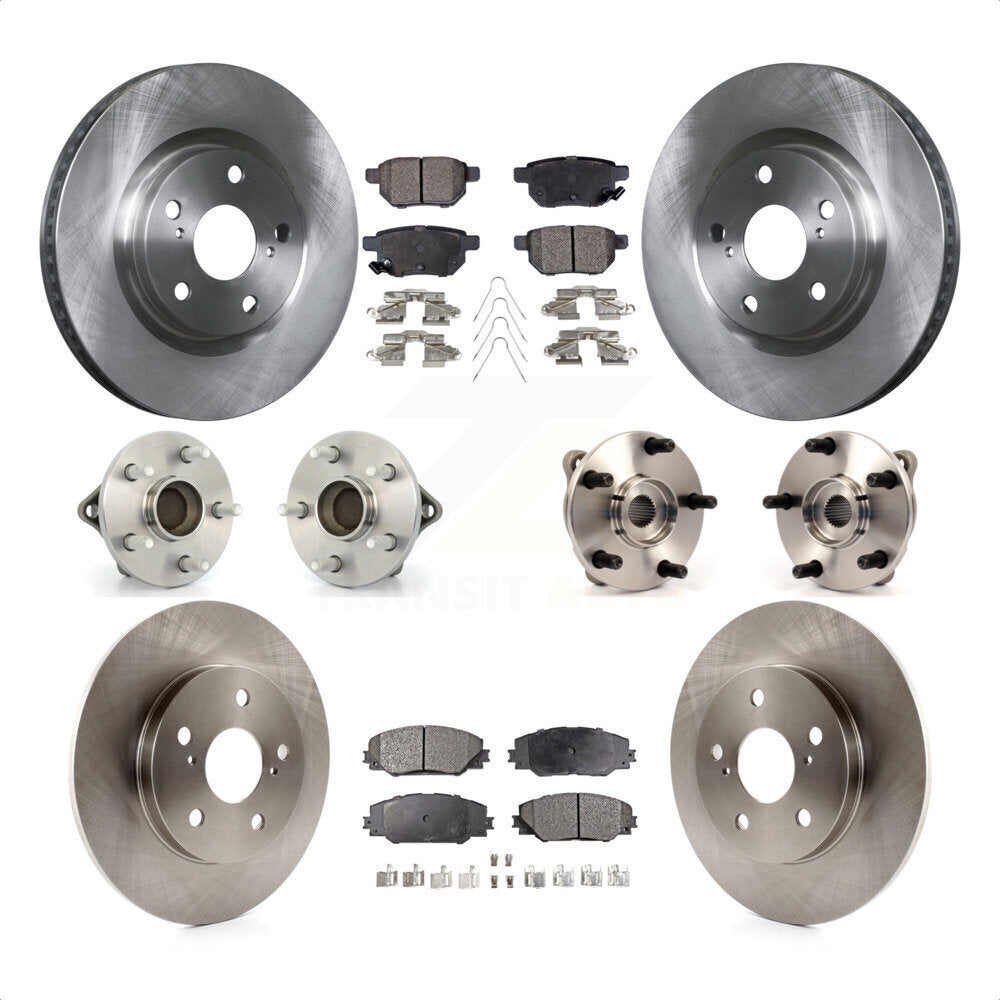 Front Rear Hub Bearings Assembly Disc Brake Rotors And Ceramic Pads Kit (10Pc) For 2017-2018 Toyota Corolla iM KBB-110402 by Transit Auto