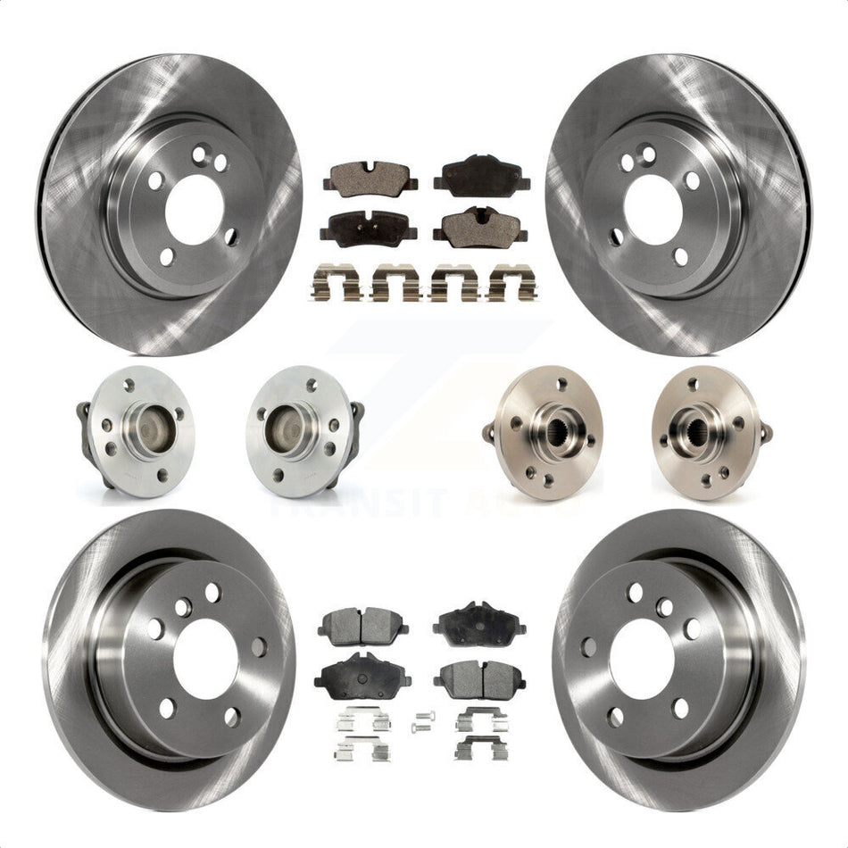 Front Rear Hub Bearings Assembly Disc Brake Rotors And Ceramic Pads Kit (10Pc) For 2015 Mini Cooper Convertible with 2.0L 1.5L With 280mm Diameter Rotor 4 Lug Wheels KBB-110424 by Transit Auto