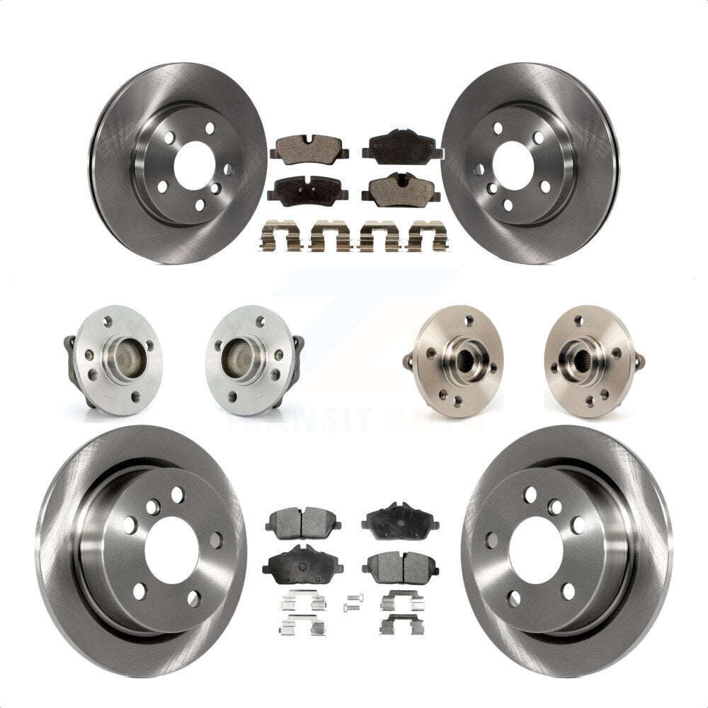 Front Rear Hub Bearings Assembly Disc Brake Rotors And Ceramic Pads Kit (10Pc) For 2015 Mini Cooper Convertible with 2.0L 1.5L With 5 Lug Wheels 280mm Diameter Rotor KBB-110426 by Transit Auto