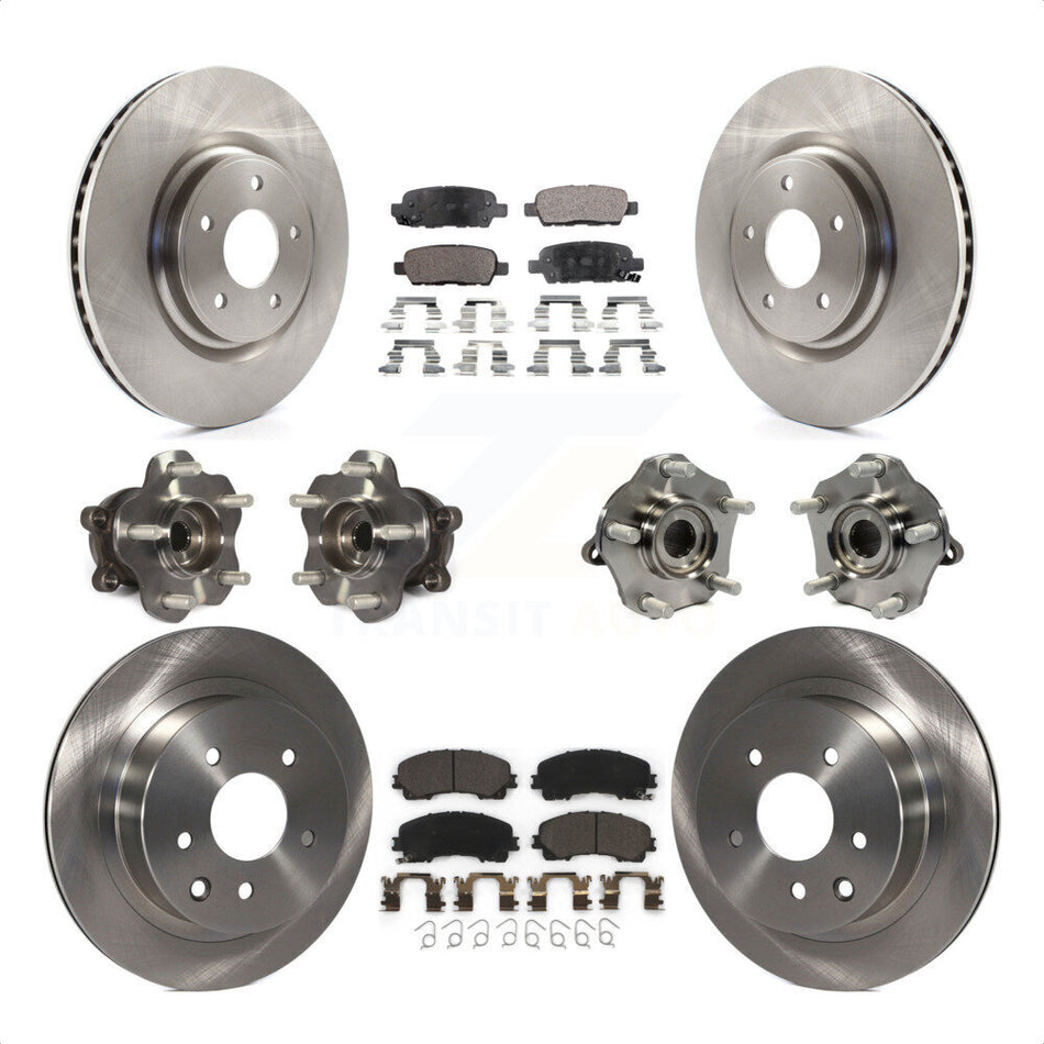 Front Rear Hub Bearings Assembly Disc Brake Rotors And Ceramic Pads Kit (10Pc) For Nissan Rogue KBB-110452 by Transit Auto
