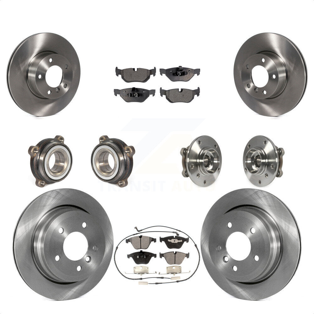 Front Rear Hub Bearings Assembly Disc Brake Rotors And Ceramic Pads Kit (10Pc) For 2013-2014 BMW X1 xDrive28i with AWD KBB-110460 by Transit Auto