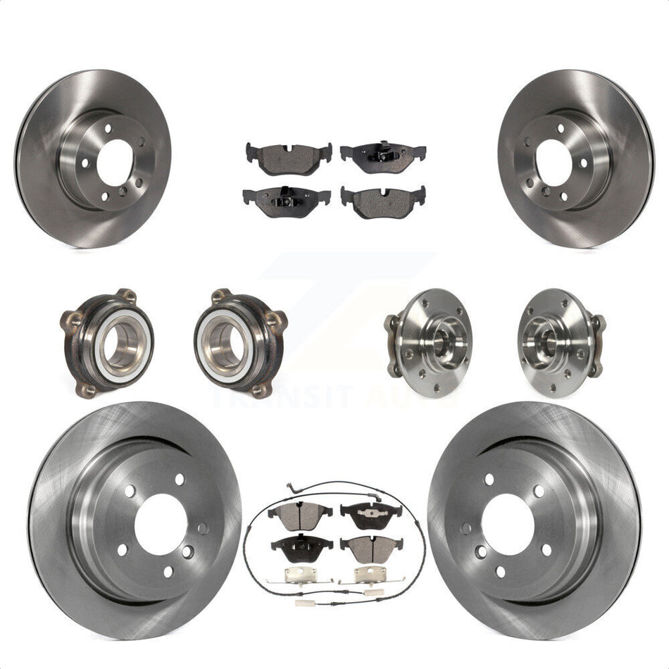 Front Rear Hub Bearings Assembly Disc Brake Rotors And Ceramic Pads Kit (10Pc) For 2013-2014 BMW X1 xDrive28i with AWD KBB-110460 by Transit Auto