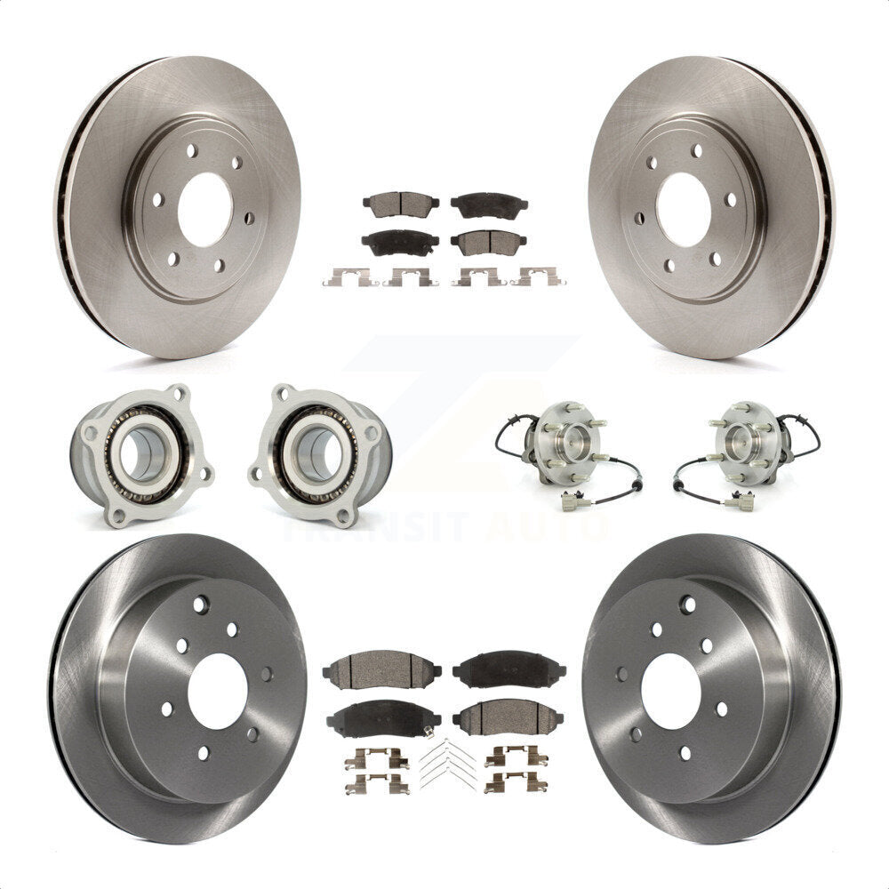 Front Rear Hub Bearings Assembly Disc Brake Rotors And Ceramic Pads Kit (10Pc) For Nissan Frontier Suzuki Equator KBB-110505 by Transit Auto