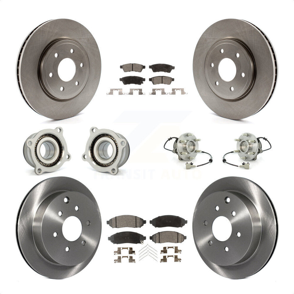 Front Rear Hub Bearings Assembly Disc Brake Rotors And Ceramic Pads Kit (10Pc) For Nissan Frontier Xterra Suzuki Equator KBB-110507 by Transit Auto