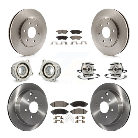 Front Rear Hub Bearings Assembly Disc Brake Rotors And Ceramic Pads Kit (10Pc) For Nissan Frontier KBB-110509 by Transit Auto