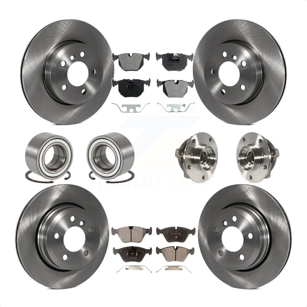 Front Rear Wheel Hub Bearings Assembly Disc Brake Rotors And Ceramic Pads Shoes Kit (10Pc) For 2010 BMW X3 KBB-110541 by Transit Auto