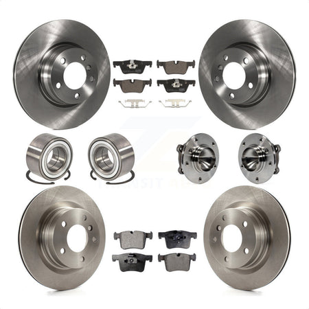 Front Rear Wheel Hub Bearing Disc Brake Rotor And Ceramic Pad Shoe Kit (10Pc) For 2012 BMW 328i Convertible Wagon with 2.0L Without Blue Painted Calipers With M Sport Package KBB-110555 by Transit Auto